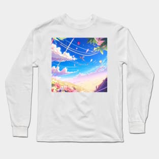 Pastel Kite Soaring in the Morning Sky Long Sleeve T-Shirt